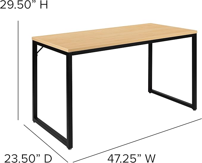 Flash Furniture Tiverton Industrial Modern Desk - Commercial Grade Office Computer Desk and Home Office Desk - 47" Long (Maple/Black)