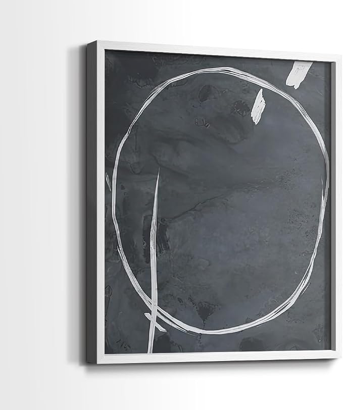 Renditions Gallery Set of 2 Peel & Stick Framed Prints, Abstract Wall Art, Circular Momentum Design Wall Decor, Re-Stickable - Ready to Hang - 16"x20" - White Frame LT588