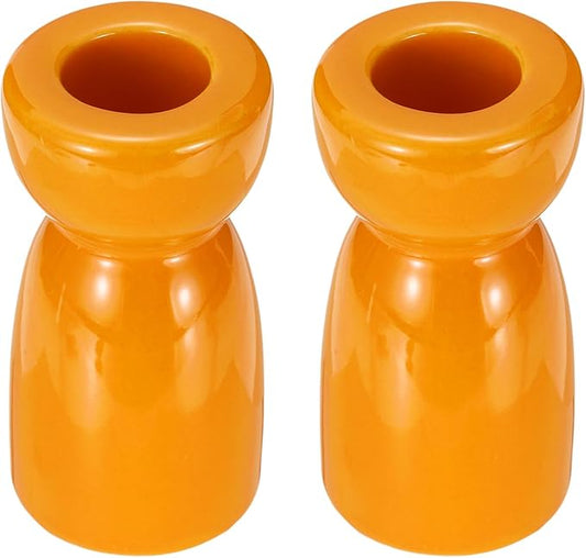 uxcell 2 Pack Candlestick Holder Bright Orange Ceramic Taper Candle Holder Candle Stand Holders Modern Style Decoration for Centerpiece Tabletops Anniversary