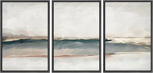 SIGNWIN Framed Canvas Print Wall Art Set Grunge Gold Pastel Landscape Shapes Abstract Illustrations Modern Art Decorative Nordic Chic Calm/Zen for Living Room, Bedroom, Office - 16"x24"x3 Black
