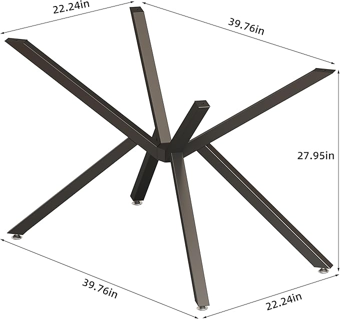 28 Inch Dining Table Base Only with Dual Assembly Heavy Metal Table Legs for Wood & Glass DIY Adjustable Footrest