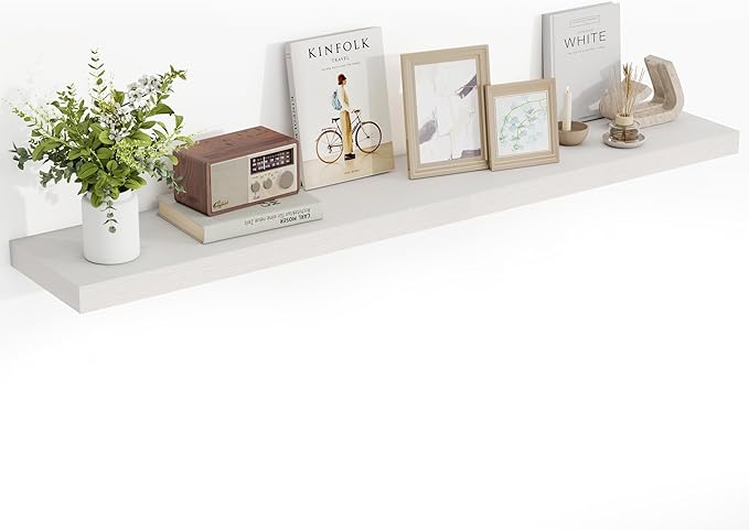 55 Inch Floating Shelves, 55"x9.25"x1.5" Inch Deep Floating Shelves for Wall, Wooden Shelves for Bathroom, Bedroom, Living Room, Cream White Oak,1 Piece