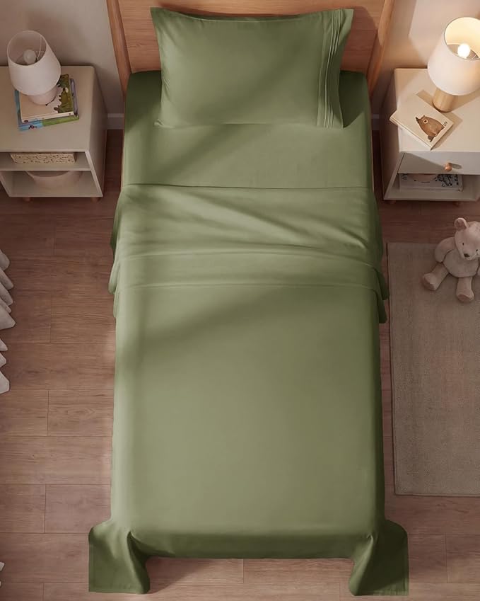 Twin Size 3 Piece Sheet Set - Comfy Breathable & Cooling Sheets - Hotel Luxury Bed Sheets for Women and Men - Deep Pockets, Easy-Fit, Soft and Wrinkle Free Sheets - Sage Green Oeko-Tex Bed Sheet Set