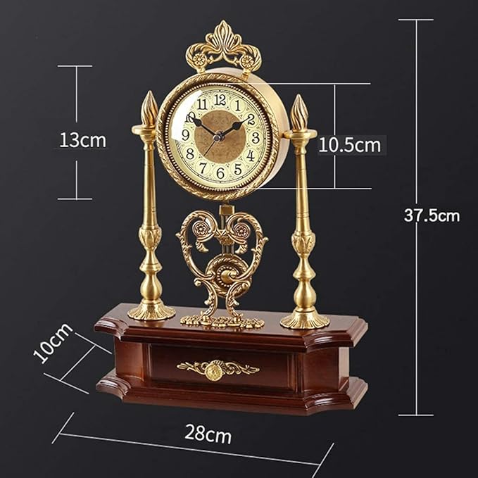 Silent Retro Mantel Clock - Classic Brass Pendulum Desk Clock for Home Decoration, Vintage Table Clock for Living Room, Office, and Bedroom - Elegant Timepiece