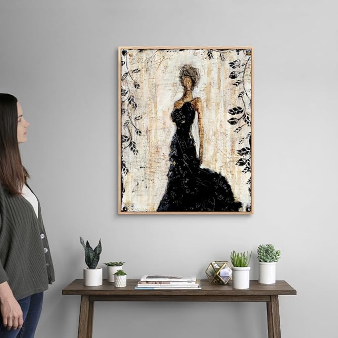 CANVAS ON DEMAND Dark Beauty Silver Float Framed Canvas Wall Art Print by Erin Ashley, Abstract, Contemporary, Figurative, Glam, Home Decor, Woman, Trendy Artwork,24" x30in