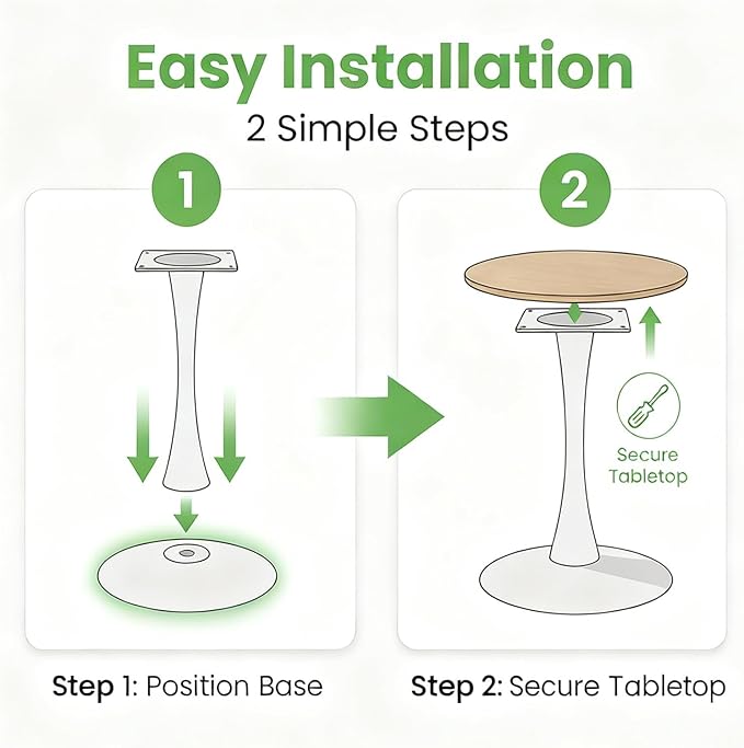 23.62" Small Round Dining Table for 2 – Durable & Well-Made Tulip Table with Sturdy Metal Frame, Compact 2-Seater Kitchen or Dining Room Table for Small Spaces, Apartments, Café, Restaurant, Office 1