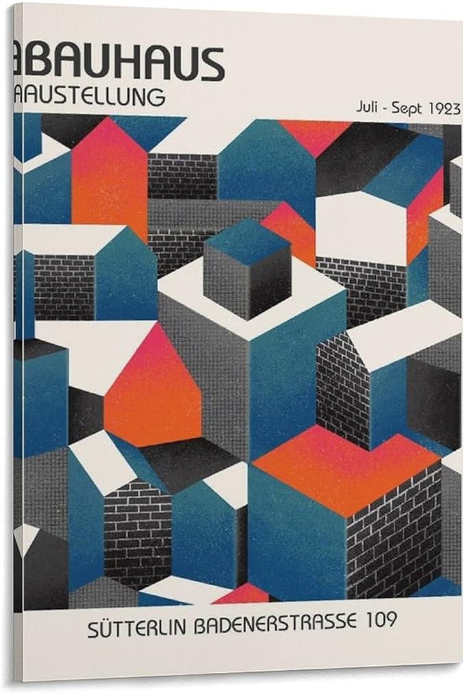 Bauhaus Poster, Bauhaus Print, Bauhaus Wall Art, Modern Home Decor, Bauhaus Exhibition Poster Poster for Room Aesthetics Canvas Wall Art Poster And Print Frame-style 24x36inch(60x90cm)