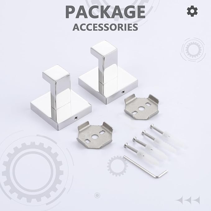 LANC 2 Pack Bathroom Towel Hooks, Chrome Robe Hooks for Hanging Clothes,Coat,Towels, Wall Mount Heavy Duty Bathroom Hooks for Kitchen,Hotel,Stainless Steel, Silver Polished, A8805CP-P2