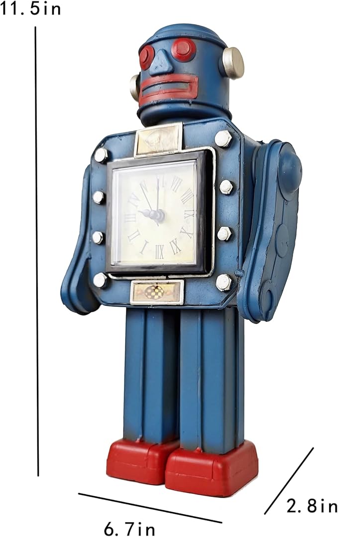 Robot Automatons Vintage Clock Bot Craft Cartoon Droid Model for Desktop Home Bedroom Office Robot Collection Boys Man Steampunk Festival Surprise Presents
