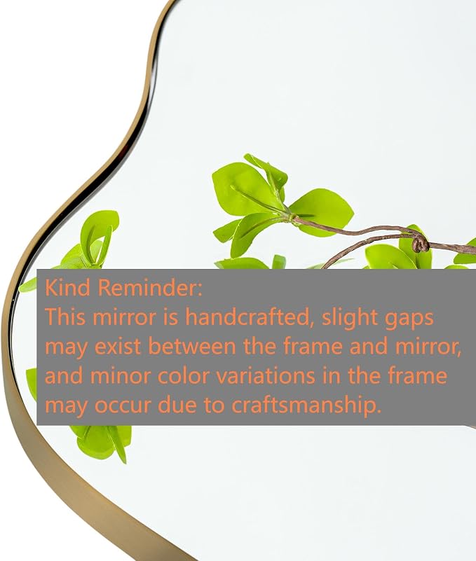SHYFOY Irregular Wall Mirror Decorative, 20"x32" Antique-Gold Mirror for Wall Decor Wavy Accent Mirrors Asymmetrical for Living Room Bathroom Bedroom Entryway, Abstract Irregular Shape Curvy Mirror