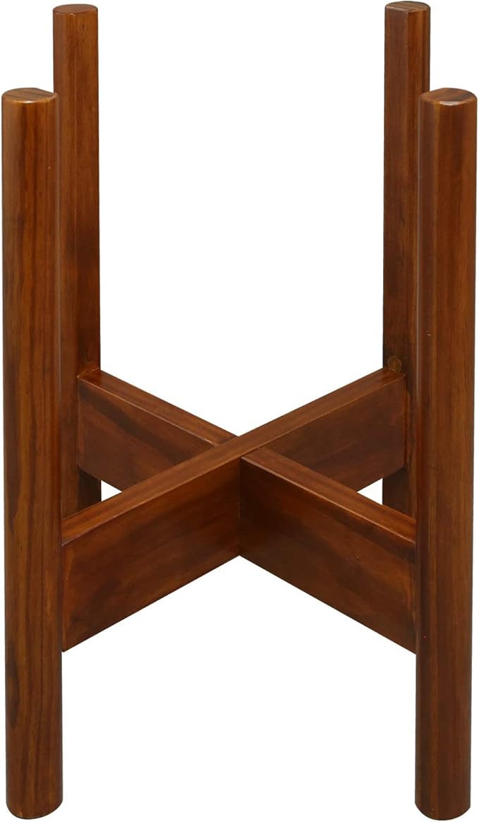 Mid-Century Modern Wood Plant Display Stand, Fit Up to 12", Plant and Pot NOT Included - Antique Mahogany
