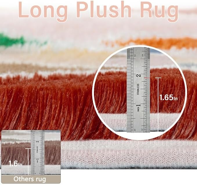 5x7 Checkered Rug for Living Room Rainbow Modern Soft Area Rug Fluffy Non-Slip Carpet for Bedroom Playroom Home Aesthetic Decor