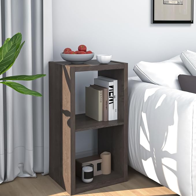 Endearing Limons【2026 Wooden Thick Border 2 Cube Shelf Storage Organizer with Anti-Tipping Kits + Reversible Open Back Bookcase (11 * 11 Unit Cell Chocolate)