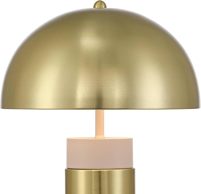 360 Lighting Delia 16" High Small Mushroom Mid Century Modern Accent Table Lamp Gold Antique Brass Finish Metal Single Shade Living Room Bedroom Bedside Nightstand House Office Home Reading