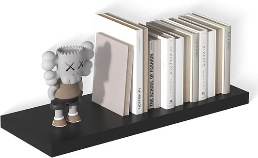 Large Floating Shelves for Wall 24" W x 12" D x 1.2" H Deep Floating Shelves 1 Pack Floating Shelf Large Storage Space Wall Mount Shelf for Living Room Kitchen Bathroom Black