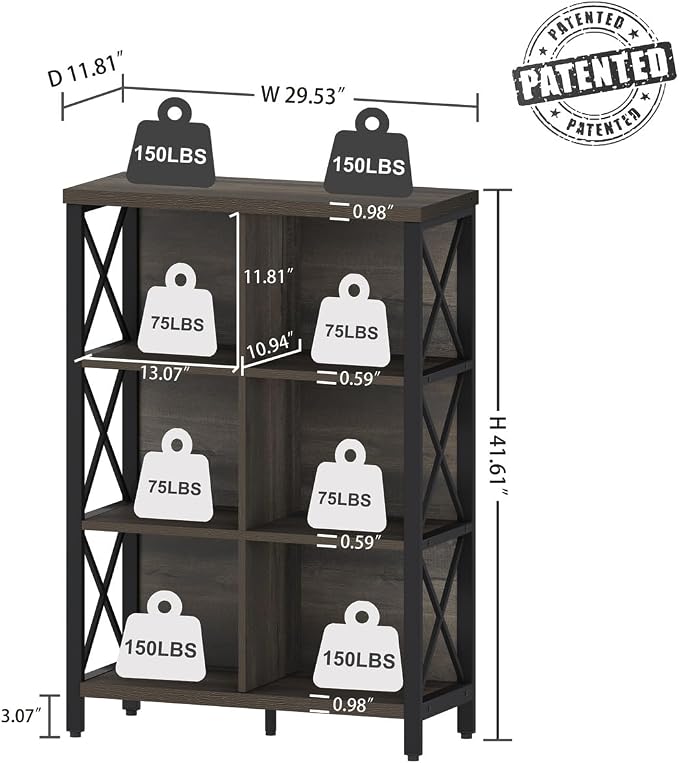FATORRI 8 Cube Storage Organizer Bookshelf and 6 Cube Storage Organizer (Walnut Brown)