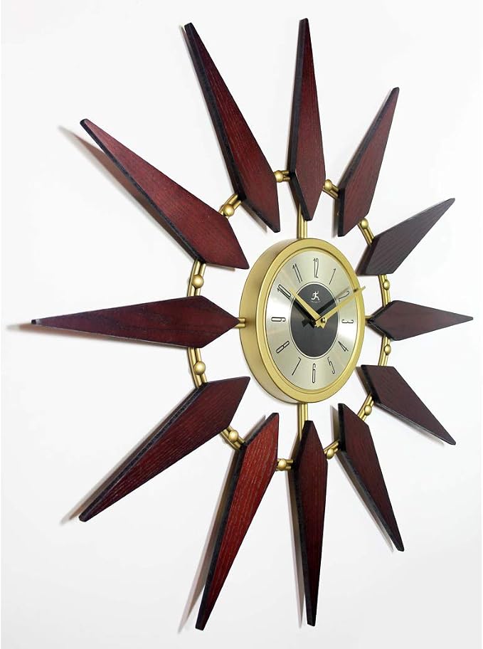Infinity Instruments Orion Starburst Wall Clock Mid Century Modern 30 inch Large Mid Century Modern Clock Mid Mod Decor Living Room Dining Room Bedroom Retro Quartz Movement