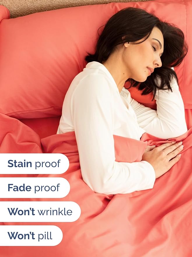 Extra Deep Cal King Sheet Set - 6 Piece Breathable and Cooling Sheets - Hotel Luxury Bedding for Women, Men, Kids & Teens - Easy Secure Fit - Soft, Wrinkle Free and Comfy - Extra Deep Pockets - Coral