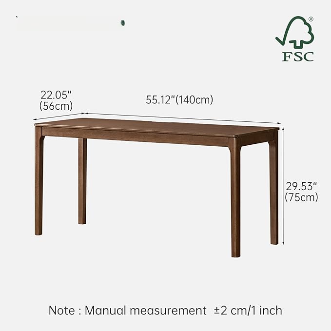 Solid Wood Writing Desk, Mid Century Modern Wood Desk, Vintage Home Office, Computer Desk for Study, Work & Gaming 55.11" W