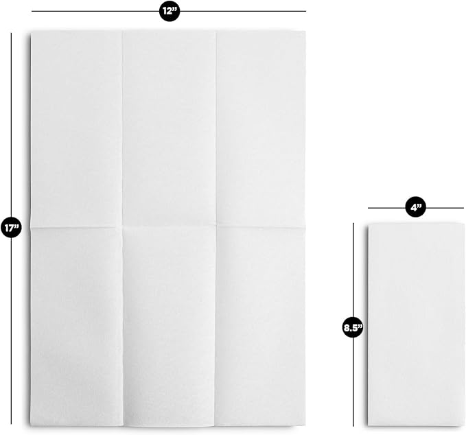 5000-Pack BloominGoods Disposable Bathroom Napkins | Linen-Feel Guest Towels | Cloth-Like Hand Tissue Paper, White, 12" x 17"