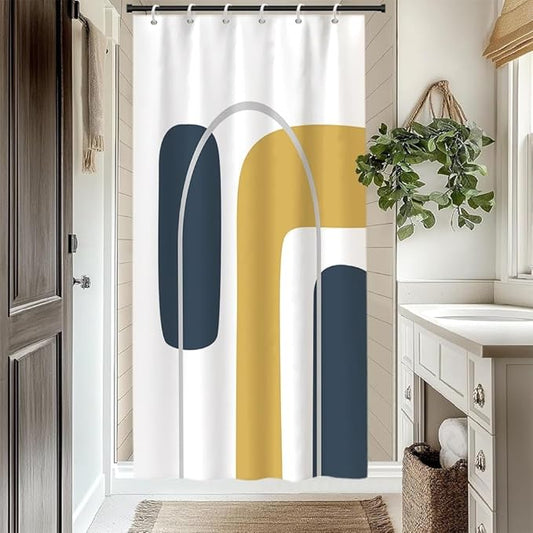 Boho Abstract Shower Curtain for Bathroom Modern Minimalist Neutral Bathroom Decor Simple Geometric Arch Aesthetic Bathtub Curtains Machine Washable Waterproof Polyester Fabric with Hooks 48x72 Inch