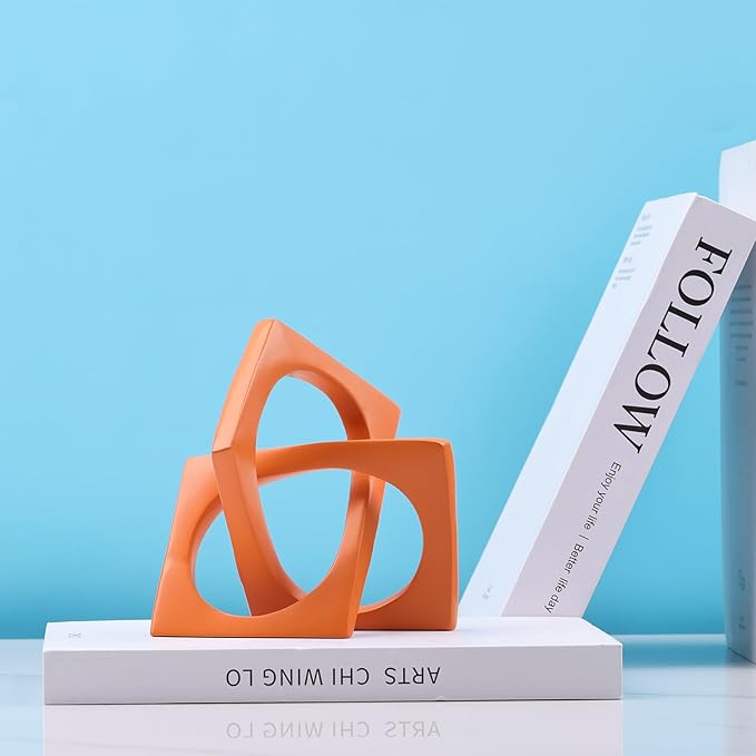 DOVDOV Geometric Cube Orange Knot Decorations, Geometric Sculptures, Modern Home Decorations for Home Decor Accents, Dining Tables, on Shelves, Consoles, entryway Tabletop centrepieces