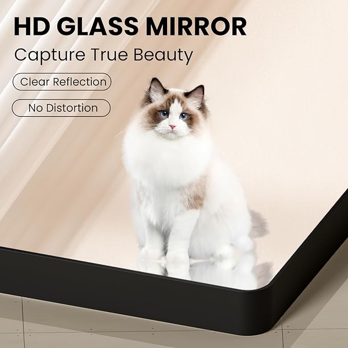 Bathroom Mirror, 24 x 32 Inch Wall Mounted Mirror, Black Metal Frame Vanity Mirror with Tempered Glass for Farmhouse Bedroom, Entryway, Living Room