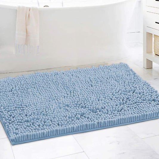 H.VERSAILTEX Bathroom Rugs Bath Mat Bath Rugs Bath Mats for Bathroom Non Slip Extra Soft Chenille Bath Rug Fulffy Shag, Indoor Rug Carpet for Entry Living Room (Cool Blue, Extra Large 24" x 36")