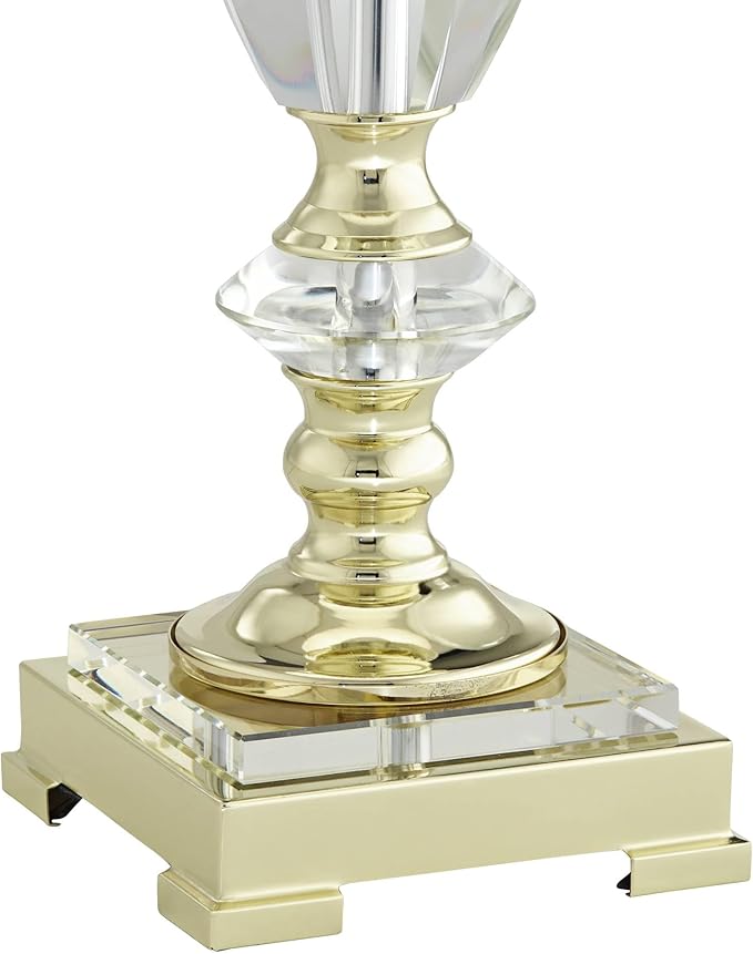 Vienna Full Spectrum Traditional Table Lamps 28 3/4" Tall Set of 2 Brass Clear Faceted Crystal White Fabric Bell Shade Decor for Living Room Bedroom House Bedside Nightstand Home Office Family