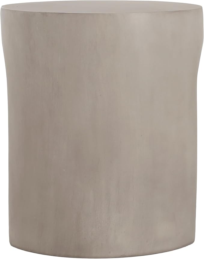 ø16'' Faux Concrete Cement Round Side Table End Table U-Shape, Modern Contemporary Minimalist Style, MGO Material for Indoor & Outdoor, No Assembly, Light Gray