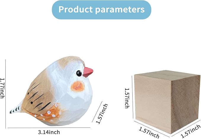 Bird Figurines Hand Carved Painted Wooden Statues for Home Decor, Gift for Bird Lovers,Housewarming, Birthday, Christmas, Anniversaries (NO.08-Brown Zebra Finch)