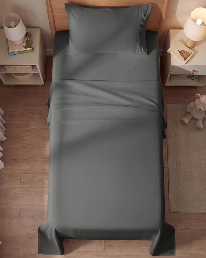 Twin Size 3 Piece Sheet Set - Comfy Breathable & Cooling Sheets - Hotel Luxury Bed Sheets for Women & Men - Deep Pockets, Easy-Fit, Extra Soft & Wrinkle Free Sheets - Charcoal Oeko-Tex Bed Sheet Set