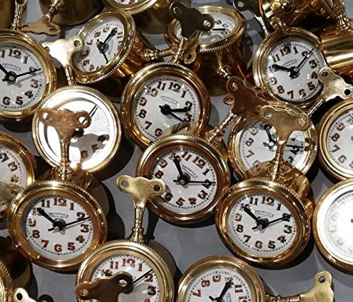 MY SWANKY HOME Retro Brass Pocket Watch Table Clock Set 4 | Desk Vintage Antique Style Shelf