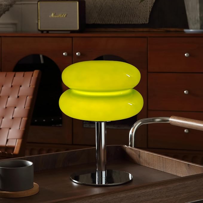 Mushroom Lamp for Bedroom,Mid Century Modern Lamp for Nightstand, Dimmable Retro Egg Tart Bedside Small Lamps,Home Mushroom Decor Aesthetic Cute Table Lamps for Living Room (Green)