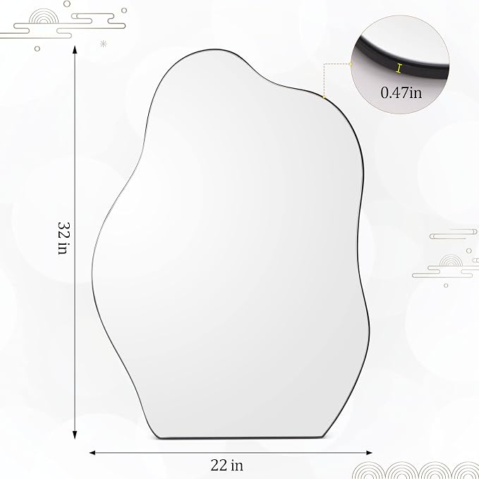HARRITPURE Irregular Bathroom Mirror 22"x32" Black Modern Wall Mirror Wood Framed Asymmetrical Decorative Mirrors for Bedroom Living Room Entryway