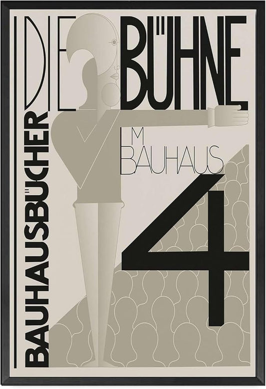 Canvas Painting Poster and Print Bauhaus Graphic Design Exhibition Poster Black White Modern Scandinavian Wall Art Abstract Line Typography Decor Modern Home and Bedroom Decoration 12x18inch metal