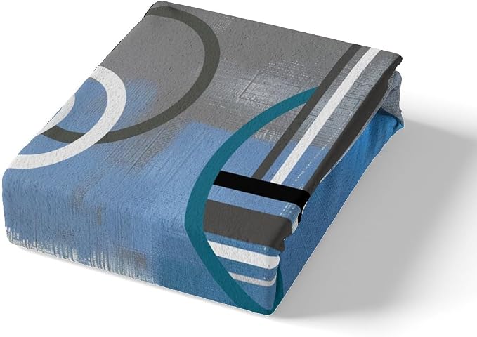 Erosebridal Blue Black Gray Duvet Cover Queen,Ombre Watercolor Comforter Cover,Geometric Stripe Circles Bedding Set,Oil Painting Bedspread Cover,Modern Artwork Quilt Cover with 2 Pillow Cases Zipper