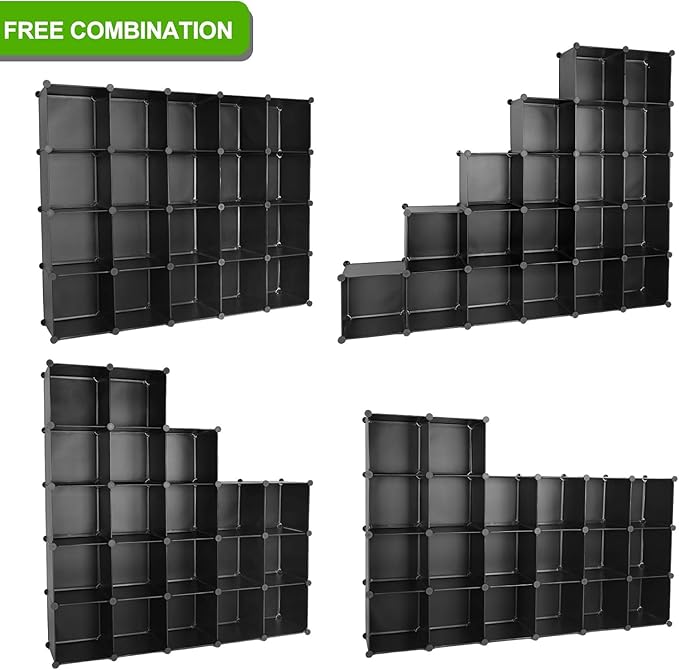 Cube Storage Organizer, DIY Plastic Closet Cabinet Modular Bookcase, Storage Shelves for Bedroom Living Room, Office（20-Cube，Plastic）