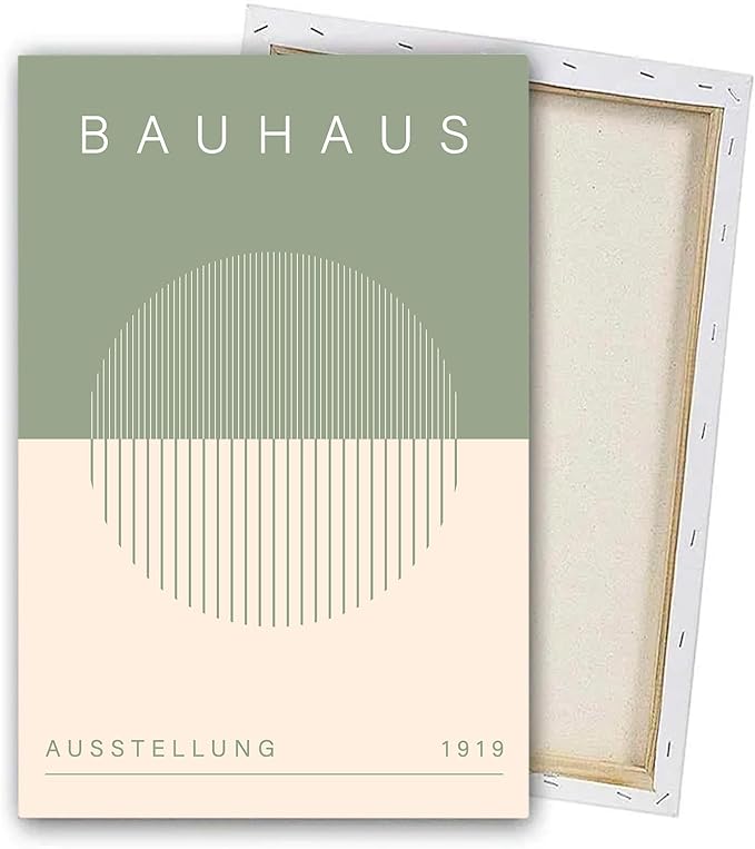 Geometric Line Wall Art Bauhaus 1923 Poster Sage Green Abstract Paintings Mid Century Modern Artwork Bauhaus Exhibition Poster Abstract Shape Prints Boho Modern Picture 16x24inch Wood Framed
