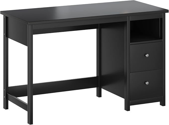 BHG Desk with Drawers,Modern Small Computer Desk for Home Office with Storage Drawers, Makeup Vanity Desk Dressing Table for Bedroom,Filing Cabinet Writing Table PC Desks for Study (Black, 39.3")
