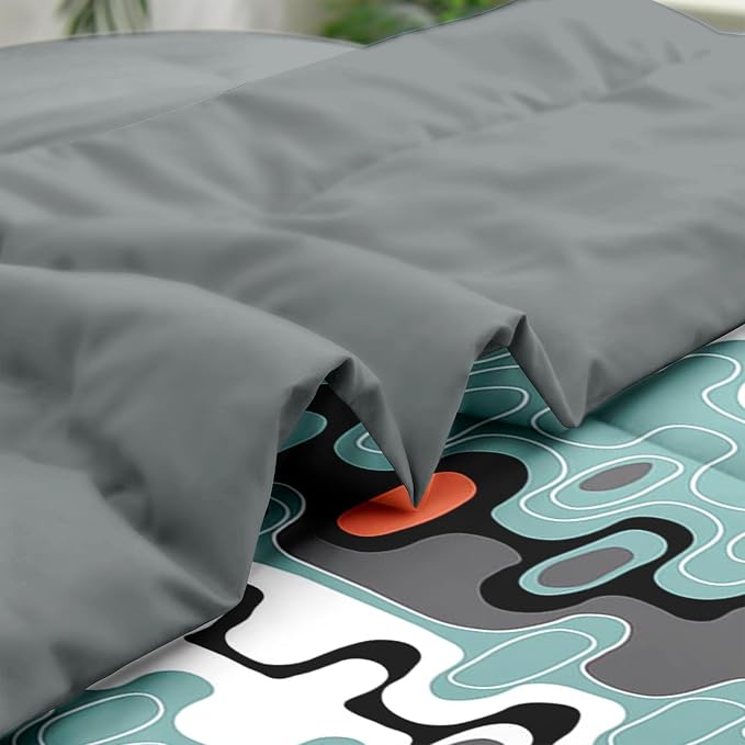 Pamnest Comforter Set Full Size, Mid Century Retro Stripe 7 Pcs Bedding for Kids and Adults, Vintage Geometric Cool Bed Sheet Sets with Fitted Sheet 2 Pillowcases & 2 Shams for Bedroom Bed Decor