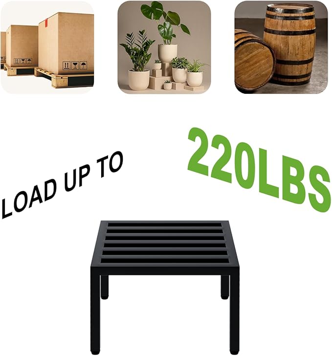 Zhongma 2 Pack 12" Sturdy Potted Plant Stand Flower Pot Holder Heavy Duty Construction, No Installation Square Low Plant Stand 12 x 12 x 7.87 inch for Home Indoor and Outdoor, Sturdy plant riser and saucer