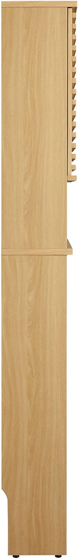 Modway Render Over The Toilet Storage Cabinet in Oak - Modern Bathroom Organizer with Open Shelf, 2 Soft-Close Doors, Wall Cabinet for Above Toilet Storage - Linen Cabinet with Adjustable Shelves