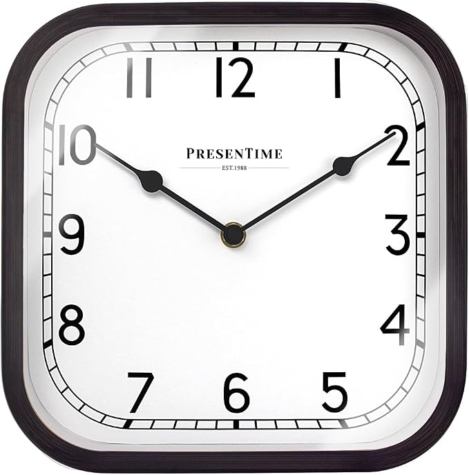 Presentime & Co 10" Anton Vintage Square Clock, Silent No Ticking, Wall & Mantel 2 in 1, Desk and Shelf Clock, Tabletop Décor, Oil Rubbed Bronze Color.