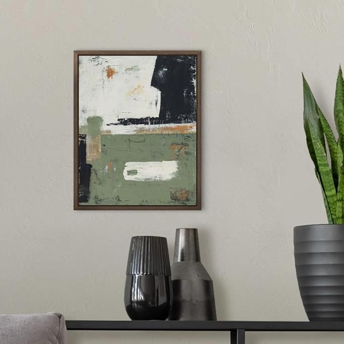 CANVAS ON DEMAND Sage of Innocence Silver Float Framed Canvas Wall Art Print by Erin Ashley, Abstract, Contemporary, Home Decor, Modern Abstract, Artwork,11" x14in