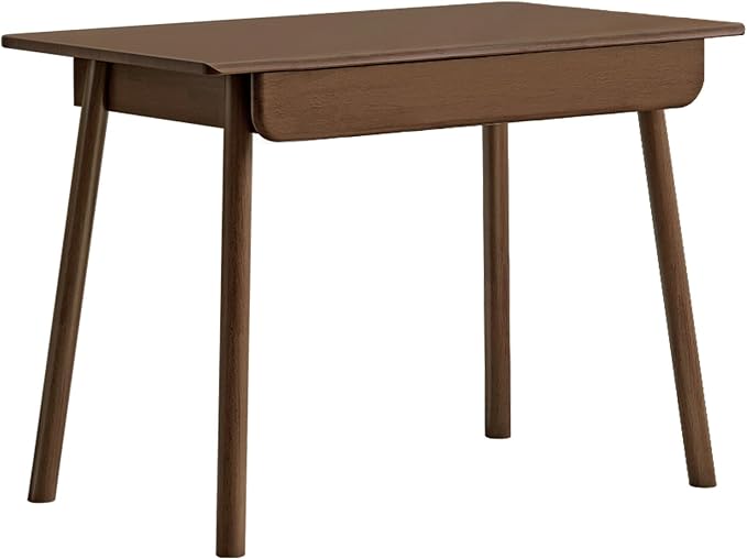 100% Solid Wood Desk with Drawers, Mid Century Modern Writing Desk, Walnut Color Office Desk for Study Bedroom Living Room 31.49" W
