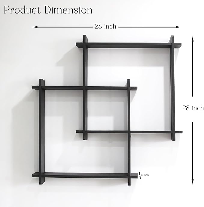 Modern Wall Mounted Zigzag Shelf Rack – Decorative Wooden Floating Display Unit for Living Room, Bedroom & Office Decor (Black)