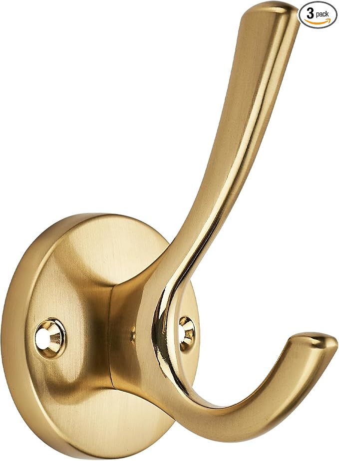 TUNNY 3 Pack Round Coat Towel Hooks - Champagne Bronze Coat Hooks for Hanging Coats Towel Hooks for Bathroom Wall Mounted Zinc Alloy Bath Towel Hooks Robe Clothes Hook Holder Heavy Duty Wall Hooks