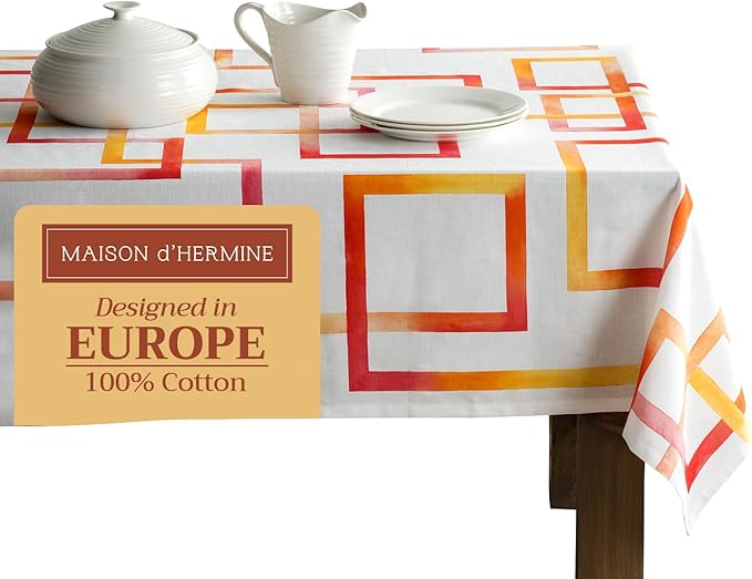 Maison d' Hermine Table Cloth Rectangle Table 100% Cotton 60 x 120 Inches Tablecloth Reusable Decorative for Dining Room Farmhouse Home Valentines Day Decorations Spring Summer - Summer Maze