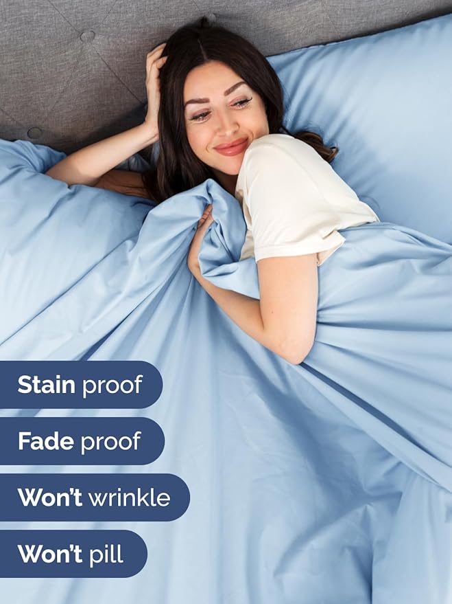 Extra Deep Cal King Sheet Set - 6 Piece Breathable and Cooling Sheets - Hotel Luxury Bedding for Women, Men, Kids & Teens - Easy & Secure Fit - Soft and Wrinkle Free - Extra Deep Pockets - Light Blue